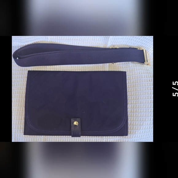 Tory Burch Navy Fold-Over Baby Bag with Braided Trim - Picture 5 of 5